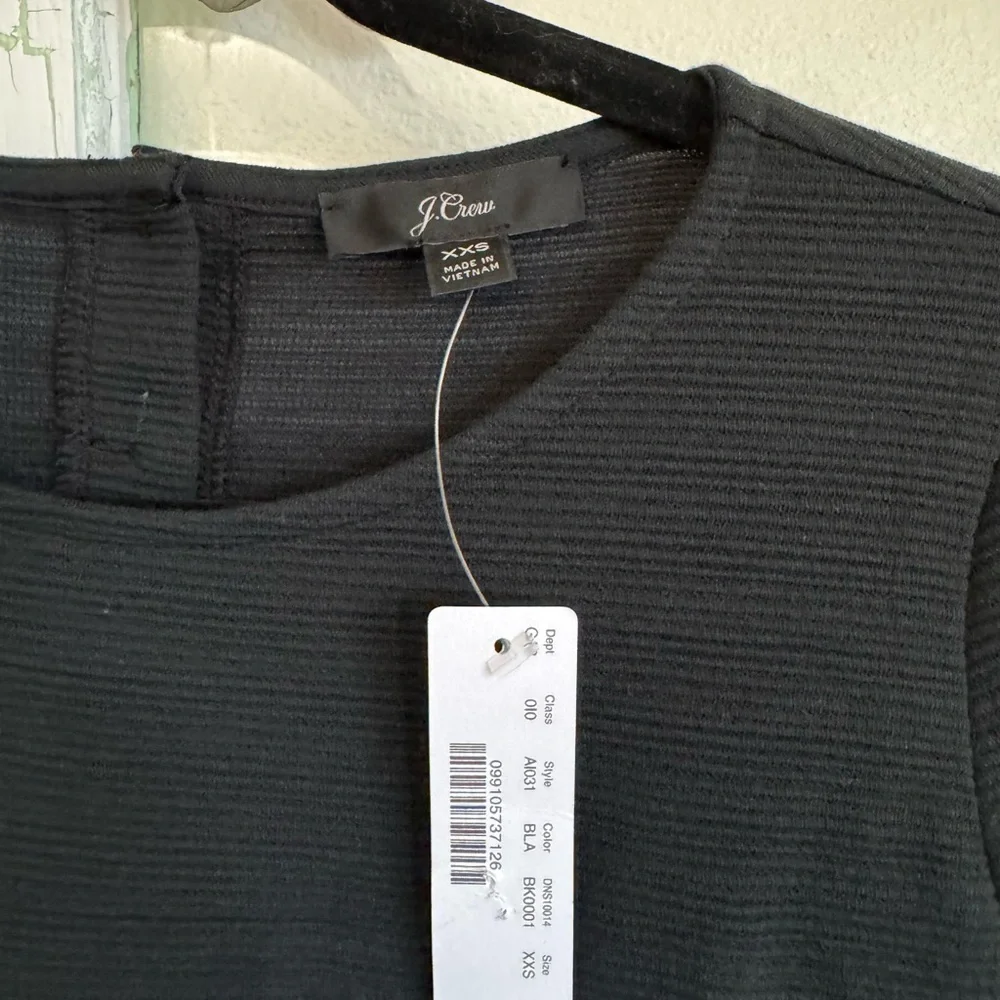 J.Crew Black Textured Peplum Top Women’s XXS NWT